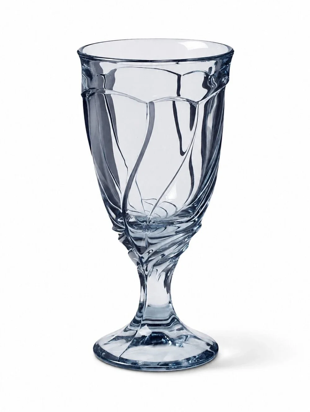 VINTAGE Noritake Blue Glass Goblet 12oz Sweet Swirl Iced Tea Water Glass German